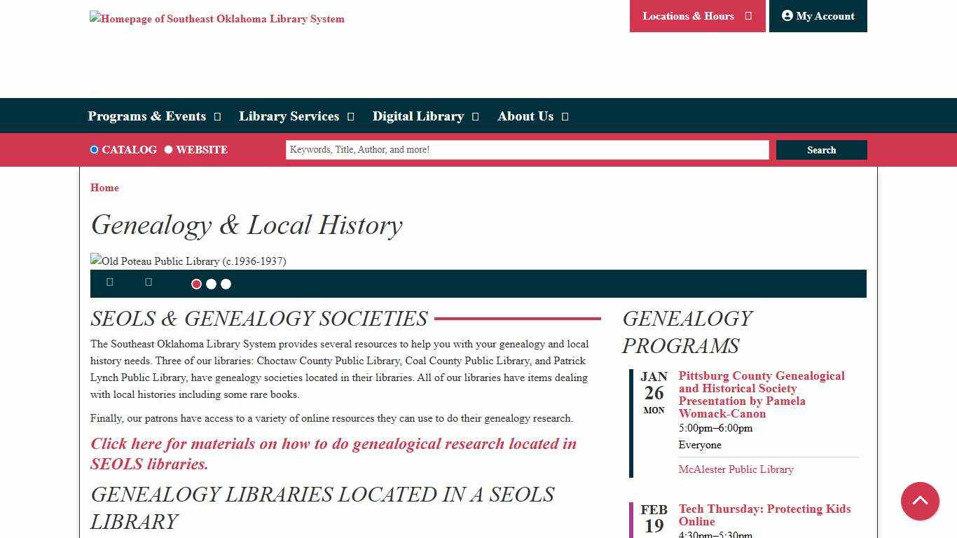 Genealogy & Local History Southeast Oklahoma Library System